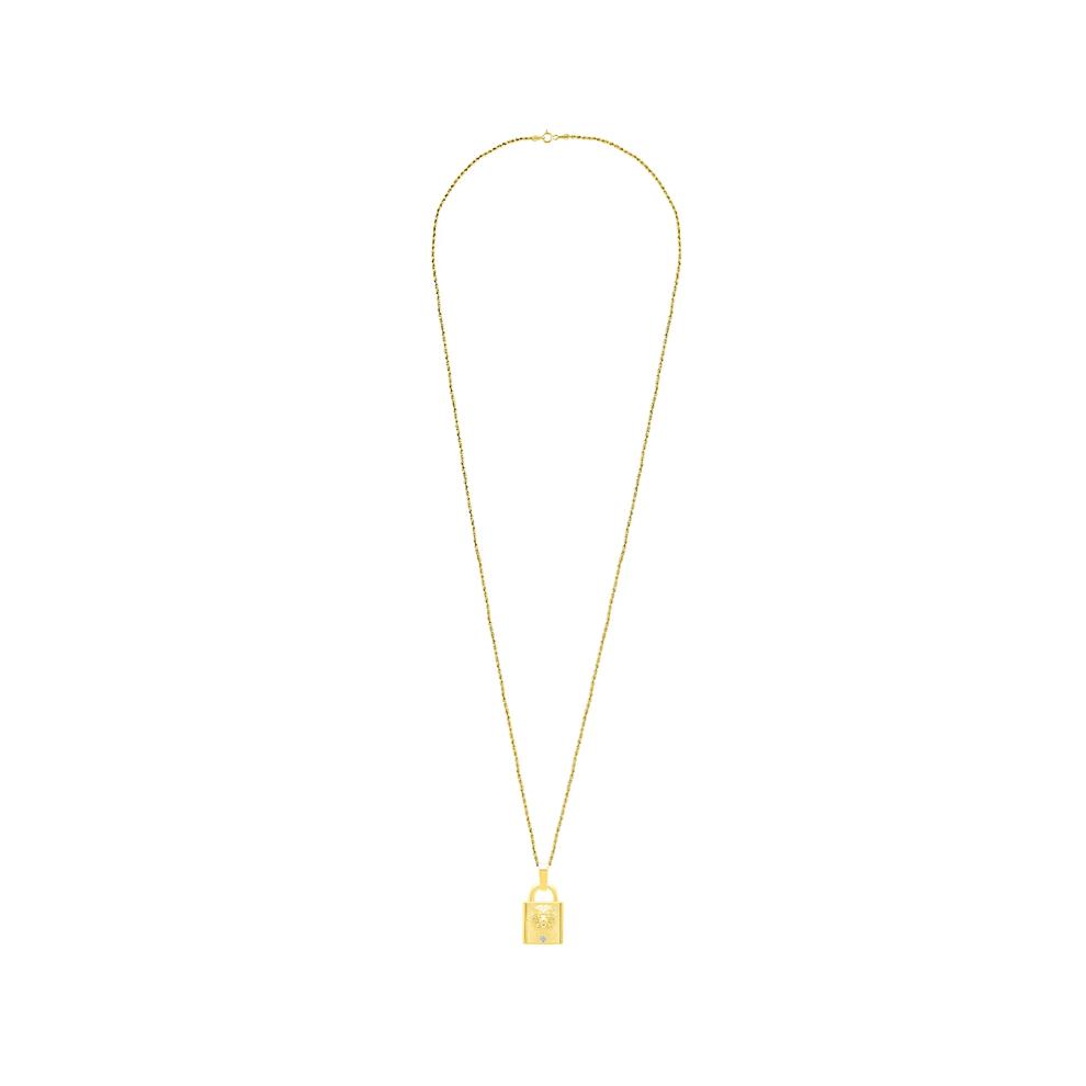 Men's Diamond Accent Lion's Head Lock Pendant Necklace in 10K Yellow Gold – Image 3 of 4