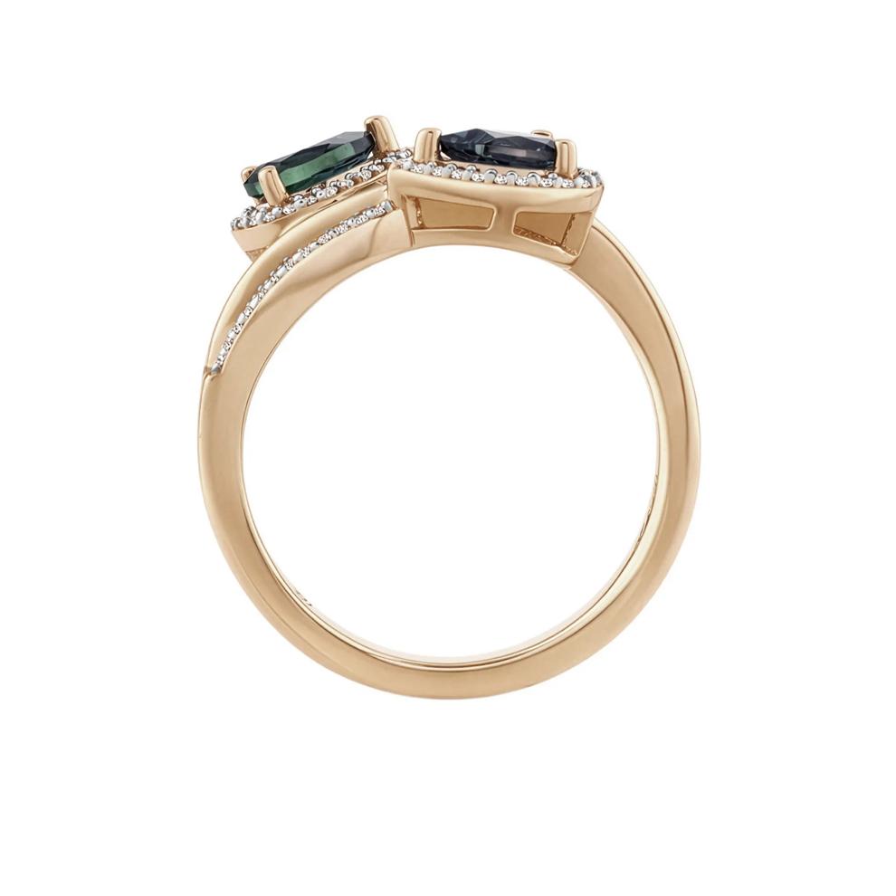 Lab-Created Alexandrite &amp; Diamond Bypass Ring in 10K Yellow Gold (1/7 ct. tw.) – Image 3 of 4