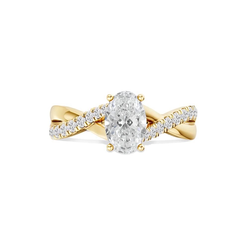 Diamond Oval Halo Engagement Ring in 18K Yellow Gold (1 1/4 ct. tw.) – Image 1 of 5