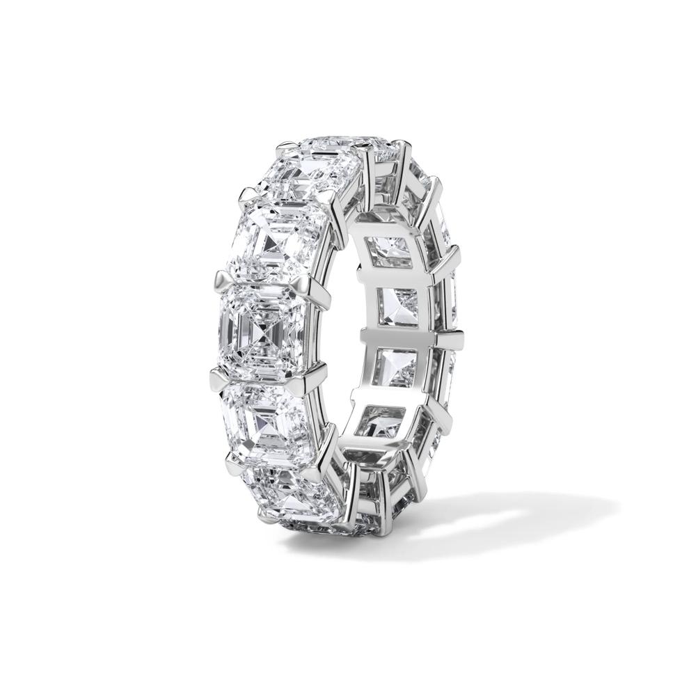 Lab Grown Diamond Asscher-Cut Eternity Band in 18K White Gold (13 ct. tw.) – Image 3 of 4