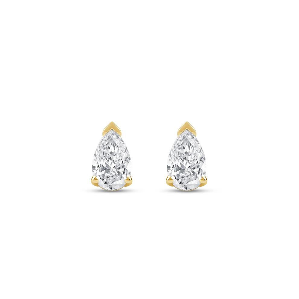 Lab Grown Diamond Pear-Shaped Solitaire Stud Earrings in 14K Yellow Gold (1/3 ct. tw.) – Image 2 of 3