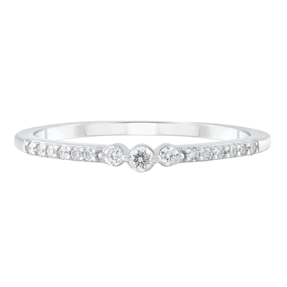 Round Diamond Stack Wedding Band in 10K White Gold (1/8 ct. tw.) – Image 1 of 3
