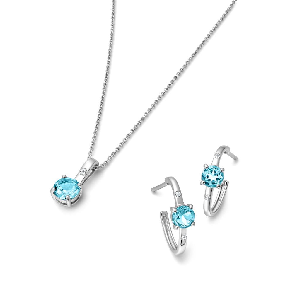 Sky Blue Topaz &amp; Diamond Accent Pendant &amp; Earrings Boxed Set in Sterling Silver – Image 1 of 7