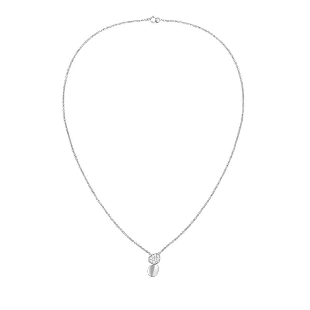Diamond Double Disc Drop Pendant Necklace in Sterling Silver (1/5 ct. tw.) – Image 3 of 4