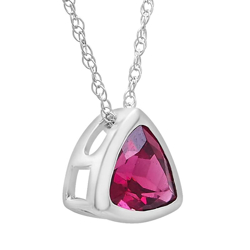 Garnet Pendant with Trillion Cut in 10K White Gold – Image 3 of 3