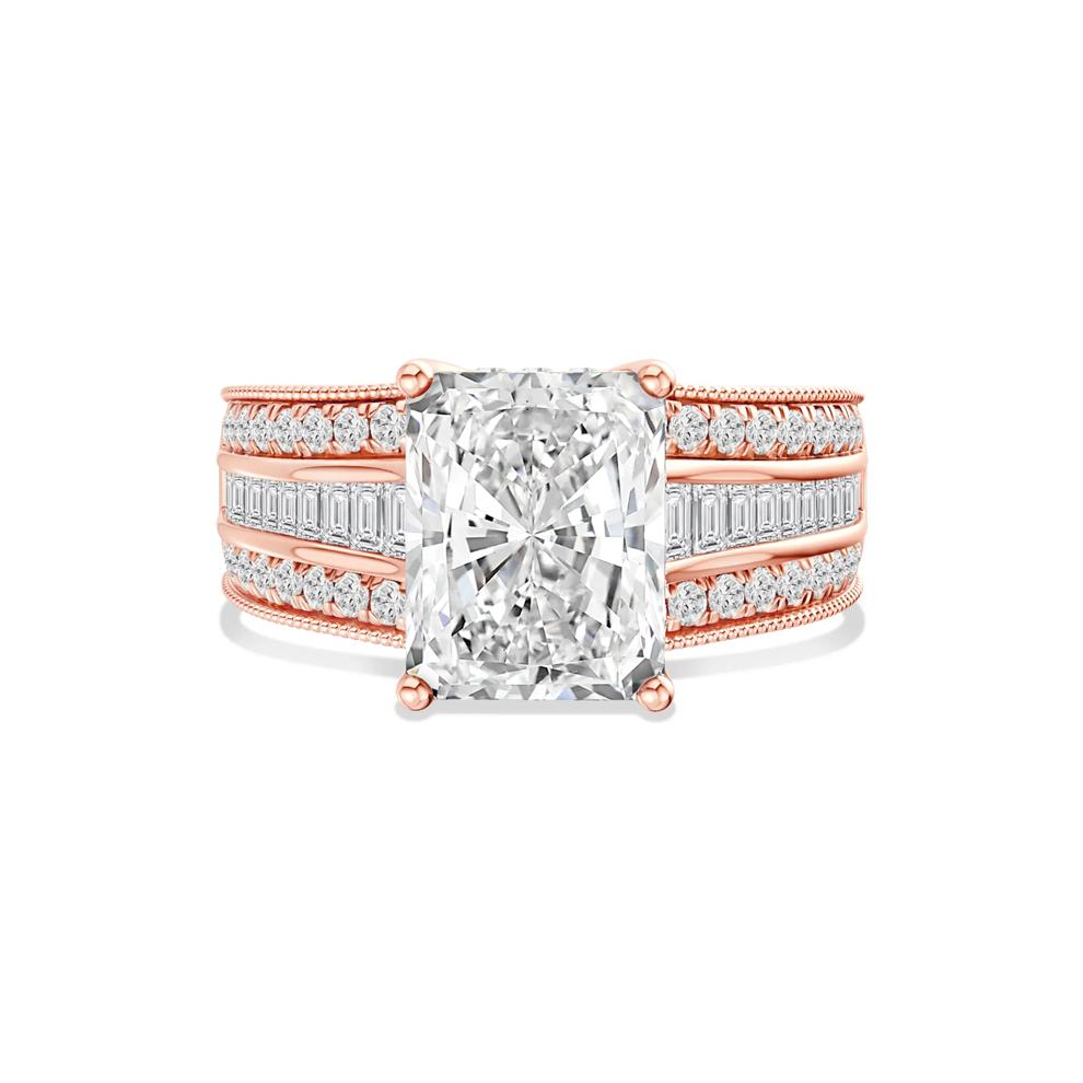 Lab Grown Diamond Radiant-Cut Center Engagement Ring in 14K Rose Gold (3 3/4 ct. tw.) – Image 1 of 4
