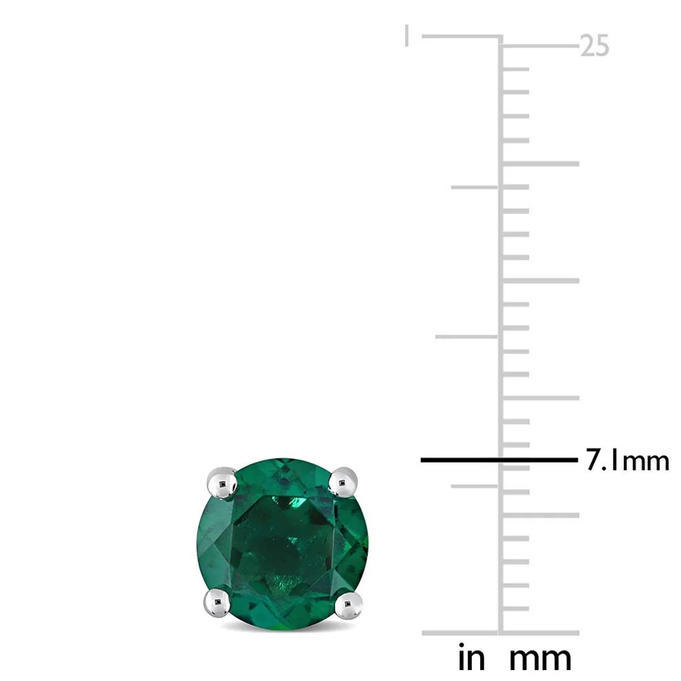 Lab Created Emerald Stud Earrings with Heart Baskets in Sterling Silver – Image 2 of 3