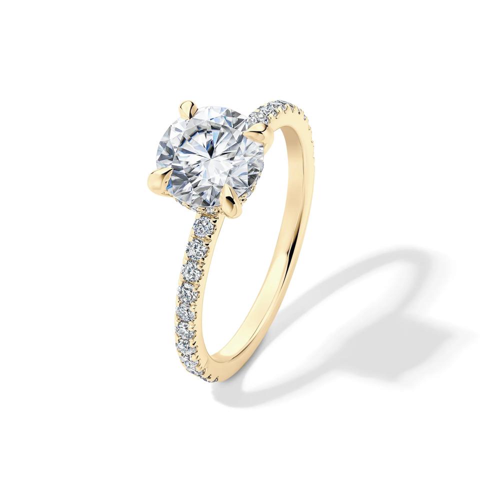 Lab-Created Moissanite Round Engagement Ring in 10K Yellow Gold (1 7/8 ct. dew) – Image 4 of 4