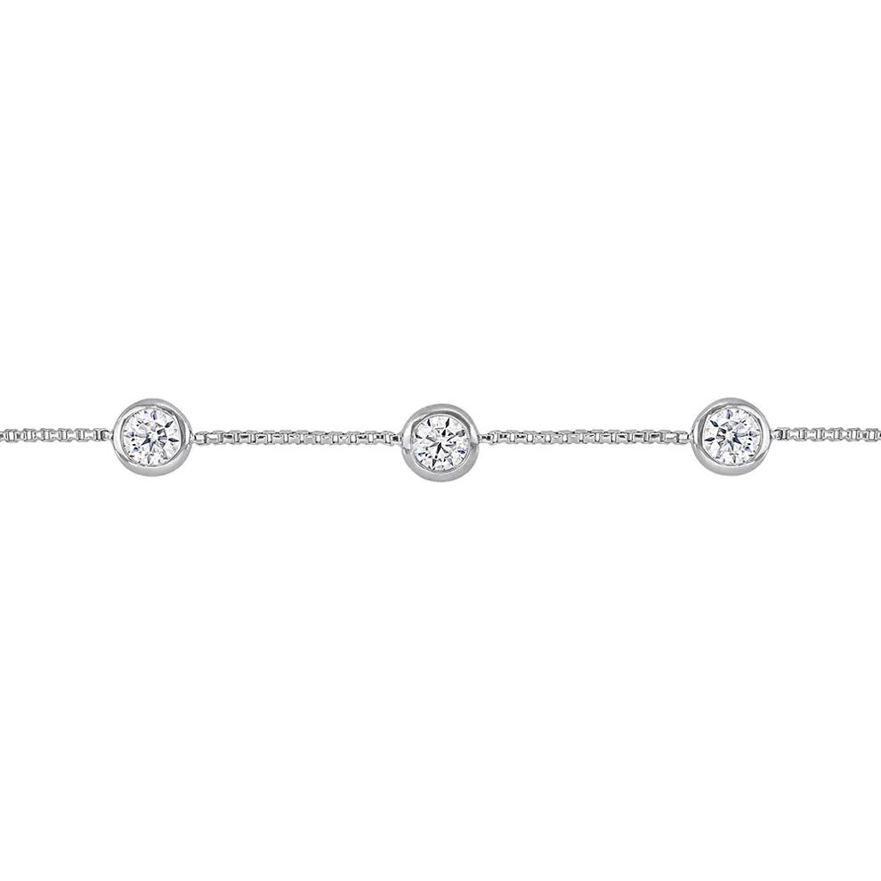 Station Bolo Bracelet with Moissanite in Sterling Silver (1 1/4 ct. dew) – Image 2 of 4