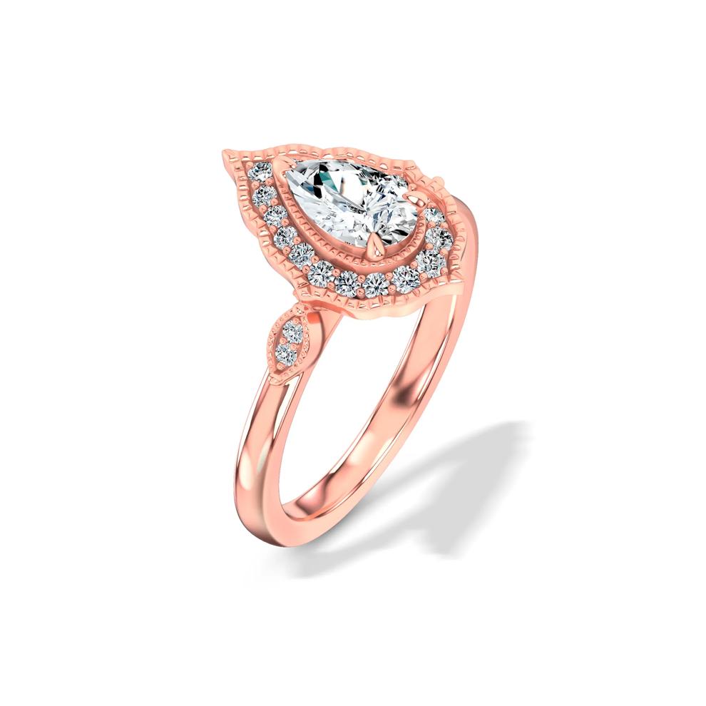 Diamond Pear-Shaped Halo Engagement Ring in 14K Rose Gold (3/4 ct. tw.) – Image 4 of 4