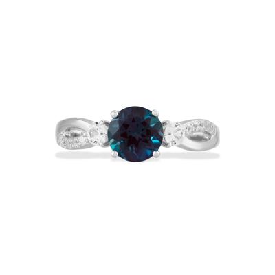Lab Created Alexandrite & White Sapphire Ring in Sterling Silver