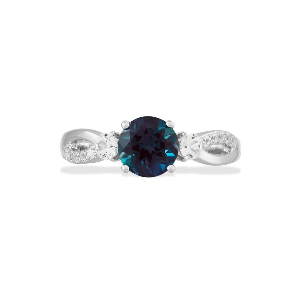 Lab Created Alexandrite &amp; White Sapphire Ring in Sterling Silver – Image 1 of 9