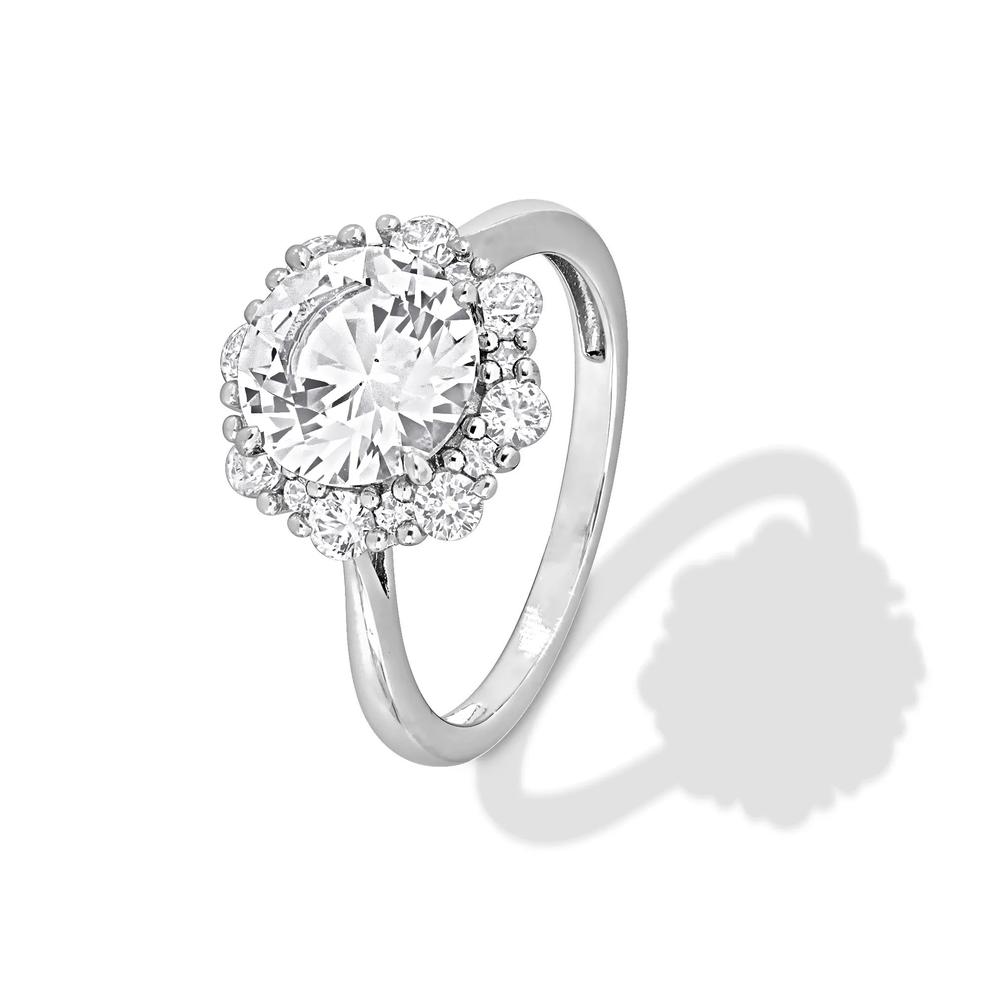 Lab-Created White Sapphire Round Halo Ring in Sterling Silver – Image 4 of 4