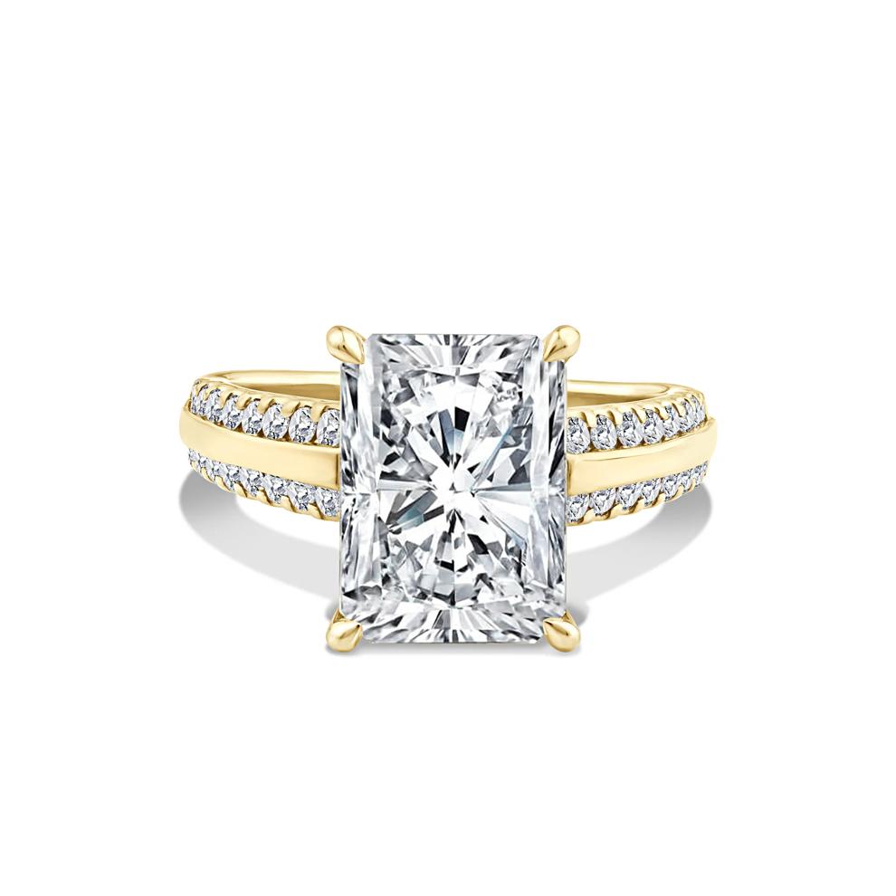 Lab Grown Diamond Radiant Center Engagement Ring in 14K Yellow Gold (5 1/2 ct. tw.) – Image 1 of 4