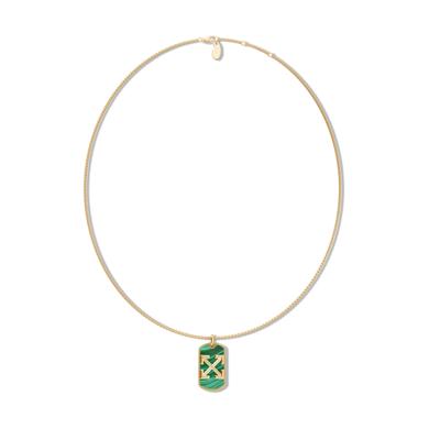 Men's Malachite Arrow Design Dog Tag Pendant Necklace in 18K Gold Vermeil