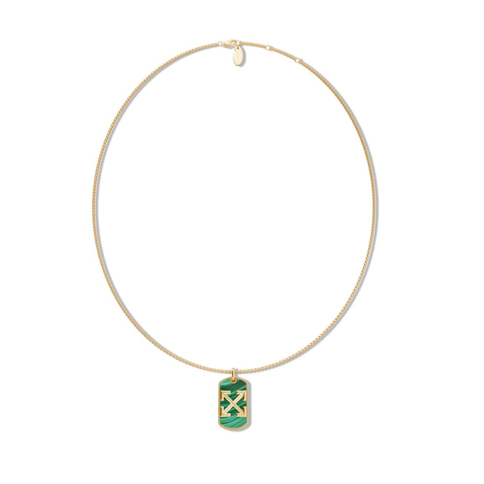 Men's Malachite Arrow Design Dog Tag Pendant Necklace in 18K Gold Vermeil – Image 1 of 4