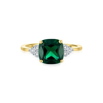 Lab-Created Emerald and Diamond Accent Ring in 10K Yellow Gold