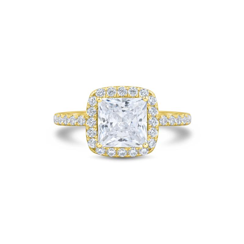 Lab Grown Diamond Princess-Cut Halo Engagement Ring in 14K Yellow Gold &#40;2 ct. tw.&#41; – Image 1 of 3
