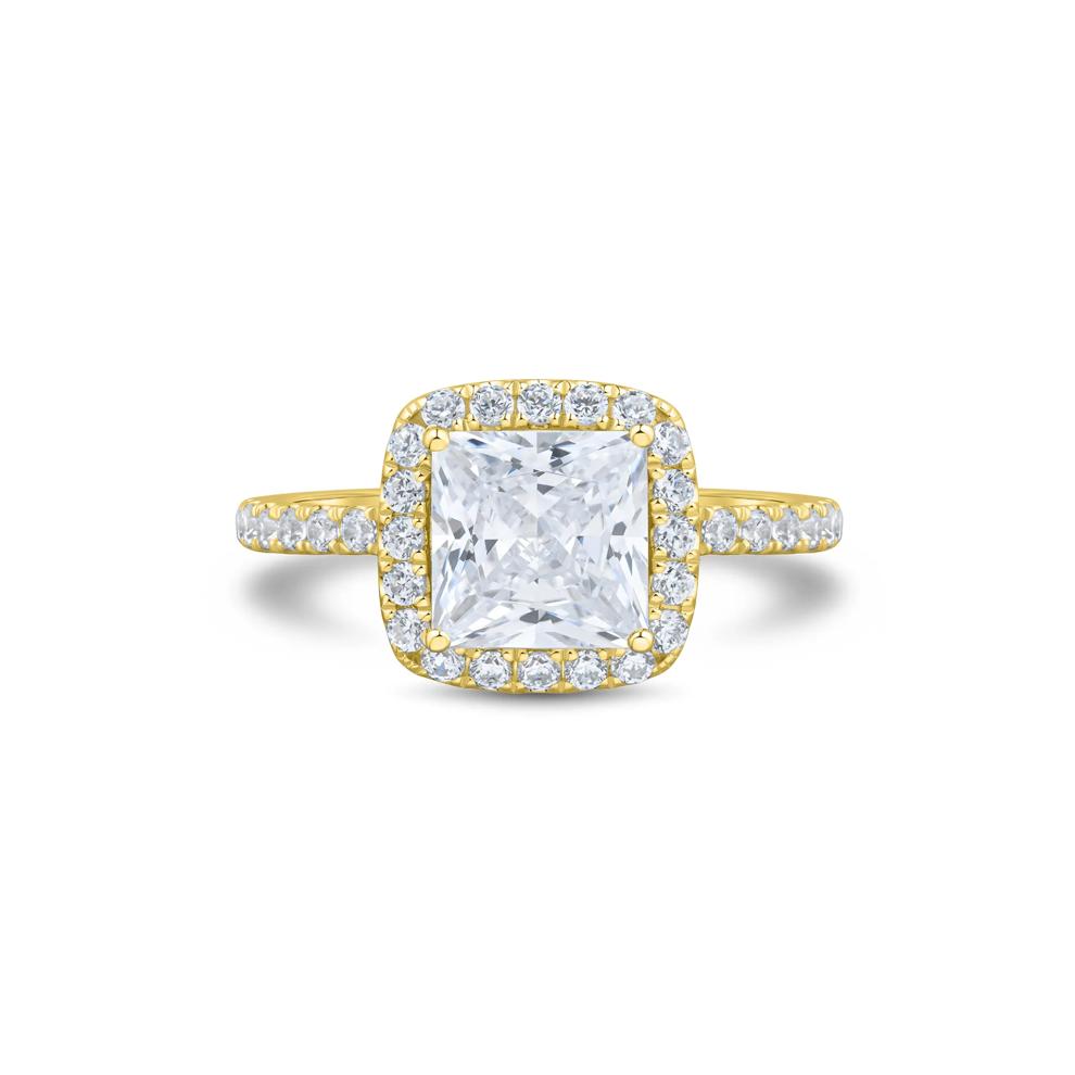 Lab Grown Diamond Princess-Cut Halo Engagement Ring in 14K Yellow Gold (2 ct. tw.) – Image 1 of 3