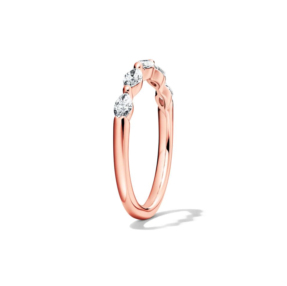 Lab Grown Diamond Marquise-Cut 5-Stone Anniversary Band in 14K Rose Gold (1/2 ct. tw.) – Image 3 of 4