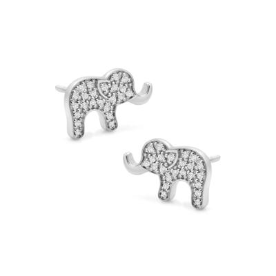 Diamond Elephant Stud Earrings in Sterling Silver (1/10 ct. tw.)