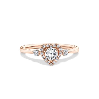 Lab Grown Diamond Heart Halo Promise Ring in 10K Rose Gold (1/2 ct. tw.)