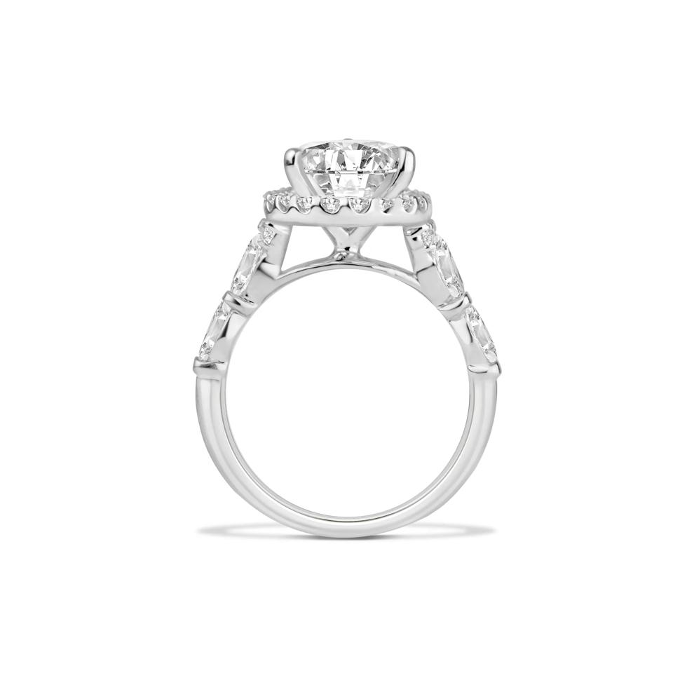 Lab Grown Diamond Pear-Shaped Center Halo Engagement Ring in 10K White Gold (4 ct. tw.) – Image 2 of 4