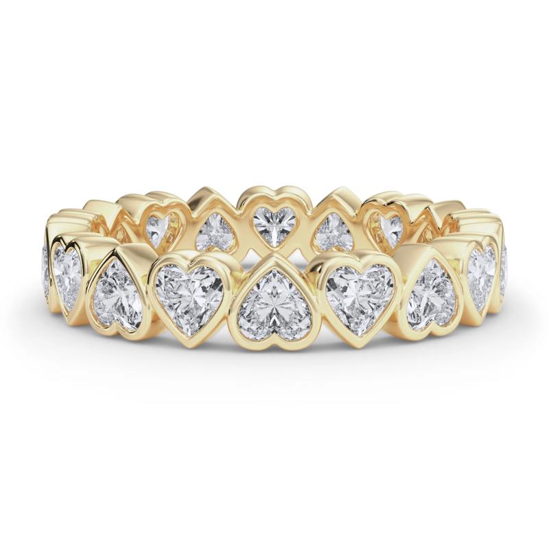 Lab Grown Diamond Heart Bezel Eternity Band in 14K Yellow Gold &#40;2 ct. tw.&#41; – Image 1 of 5