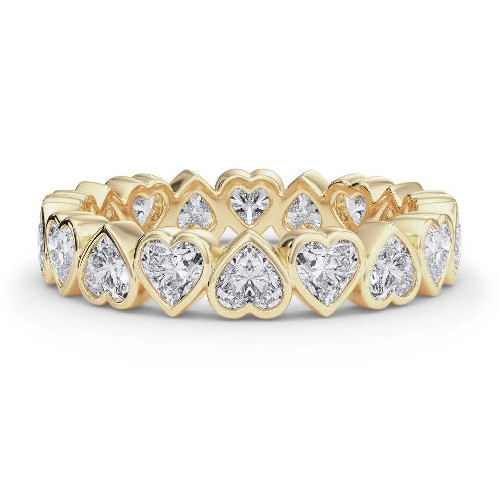 Lab Grown Diamond Heart Bezel Eternity Band in 14K Yellow Gold (2 ct. tw.) – Image 1 of 5