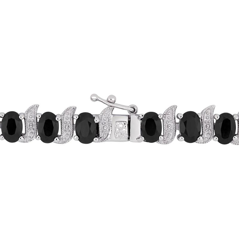 Black Sapphire &amp; Diamond Accent Bracelet in Sterling Silver  – Image 2 of 5