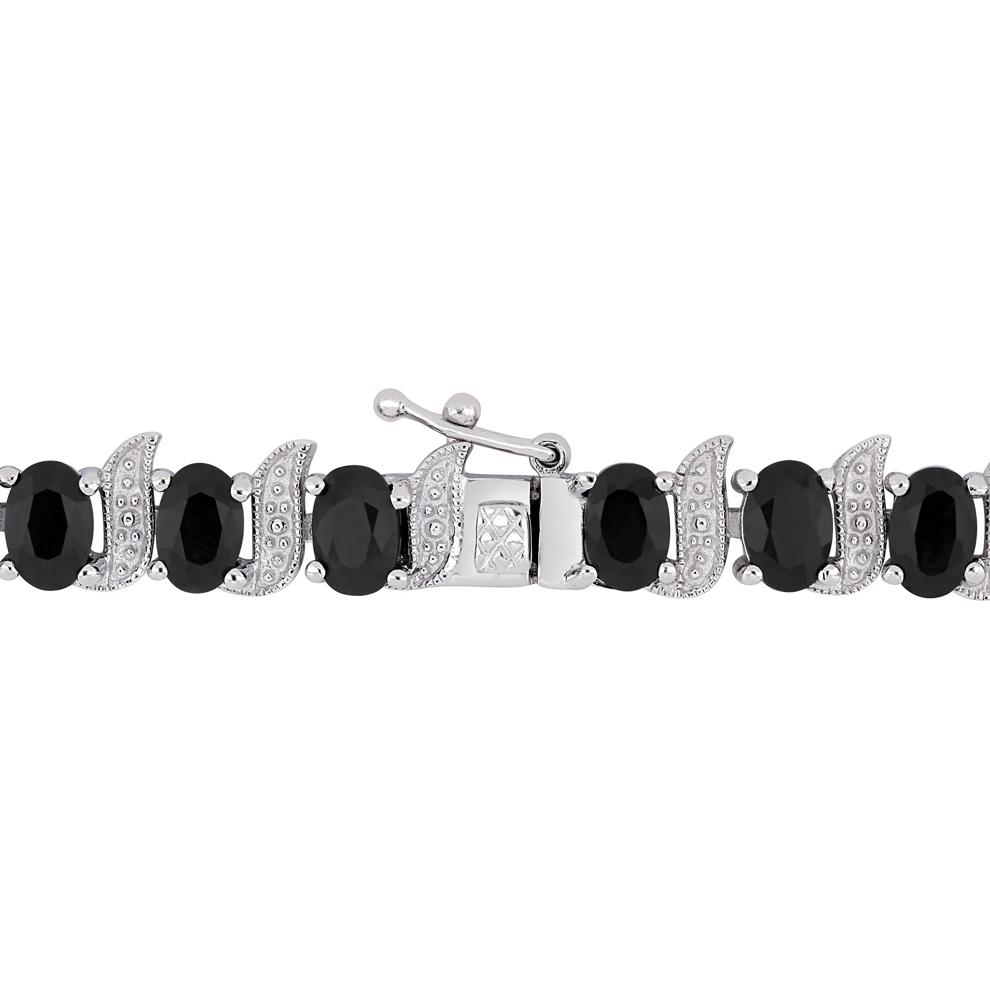 Black Sapphire &amp; Diamond Accent Bracelet in Sterling Silver  – Image 2 of 5