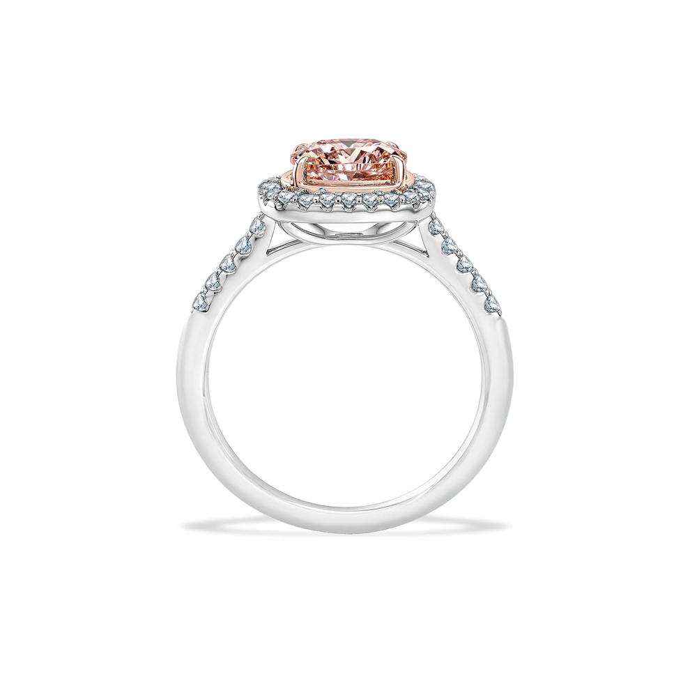 Morganite &amp; Diamond Halo Ring in 10K White &amp; Rose Gold (1/3 ct. tw.) – Image 3 of 4