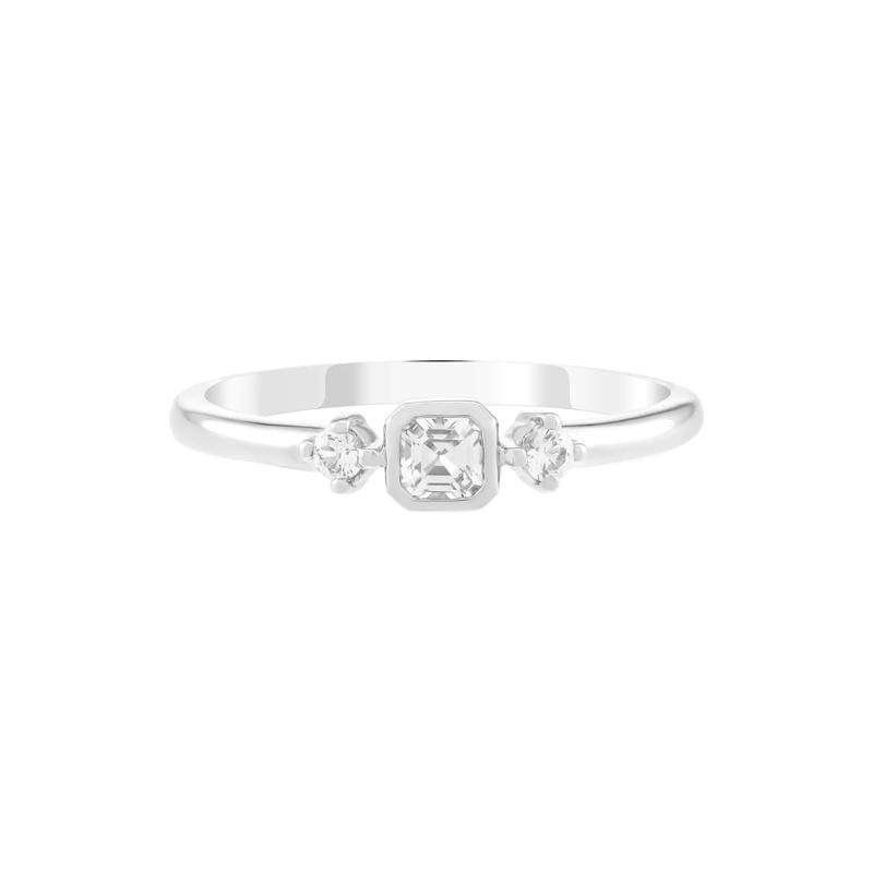 Asscher-Cut Lab-Created White Sapphire Stack Ring in Sterling Silver – Image 1 of 3