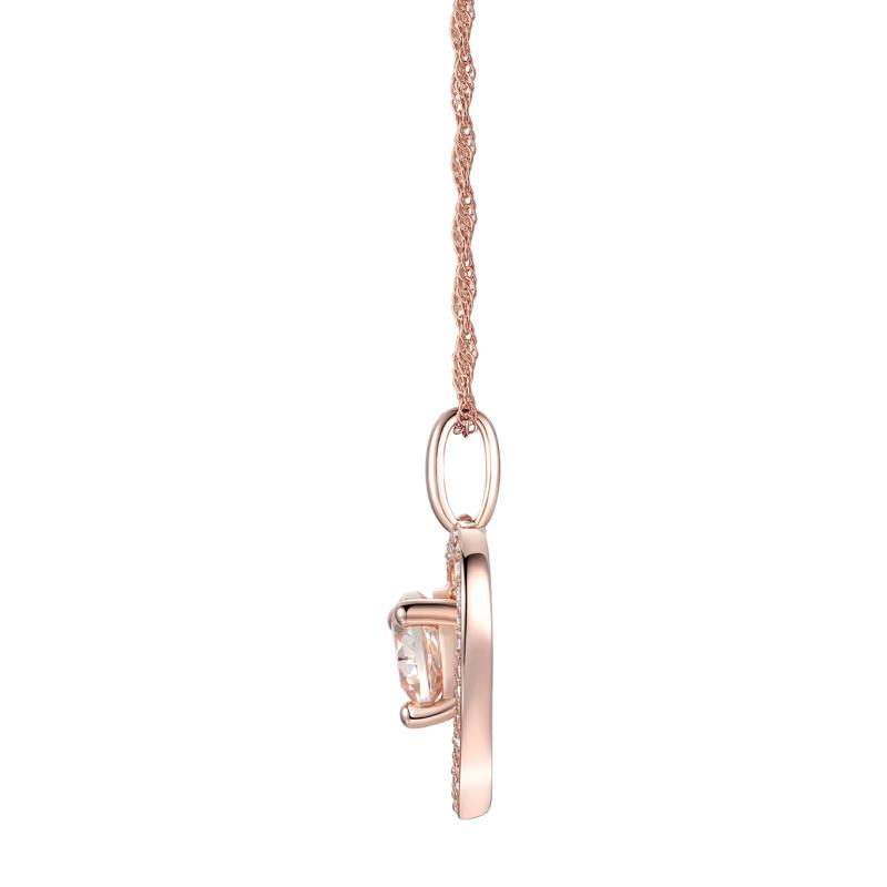 Morganite and Diamond Heart Pendant in 10K Rose Gold &#40;1/8 ct. tw.&#41; – Image 2 of 3