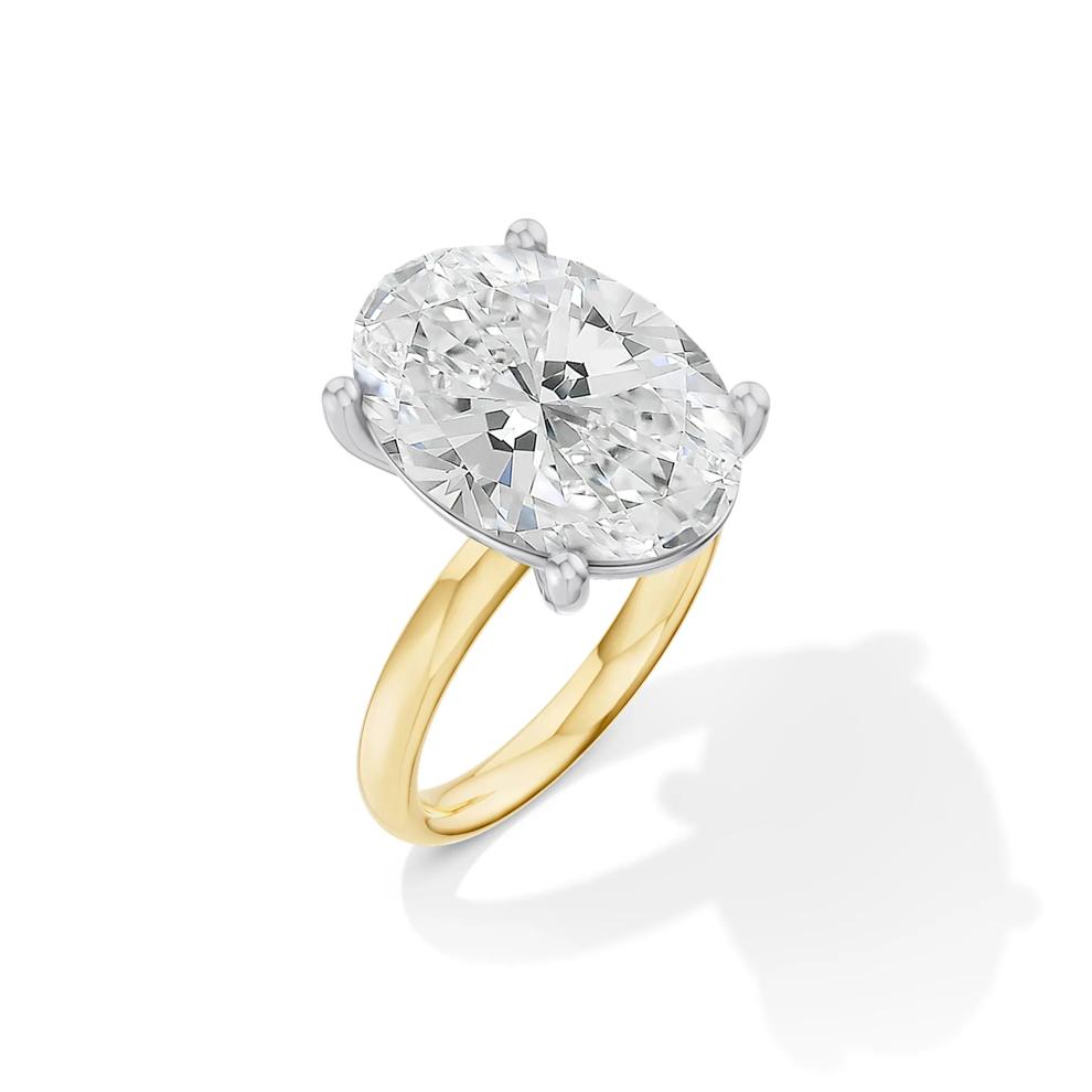Lab Grown Diamond Oval Solitaire Ring in 14K Yellow &amp; White Gold (10 ct.) – Image 4 of 4