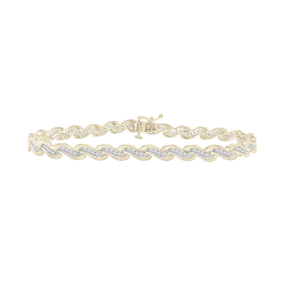 Diamond S Link Bracelet in 10K Yellow Gold (1 ct. tw.) – Image 1 of 1