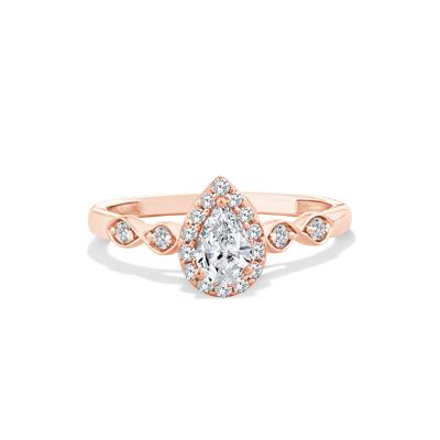 Lab Grown Diamond Pear Promise Ring in 10K Rose Gold (1/2 ct. tw.)