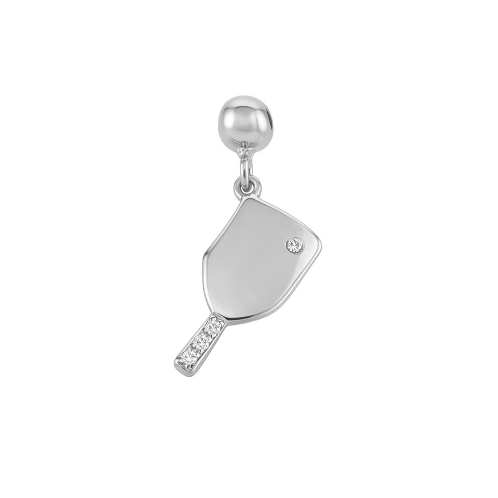 Diamond Accent Pickleball Bead Charm in Sterling Silver – Image 1 of 2