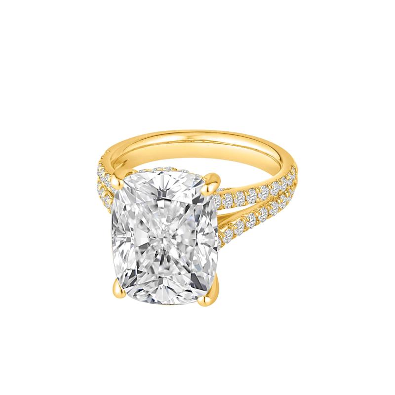 Lab Grown Diamond Elongated Cushion-Cut Engagement Ring in 14K Yellow Gold &#40;11 ct. tw.&#41; – Image 4 of 4
