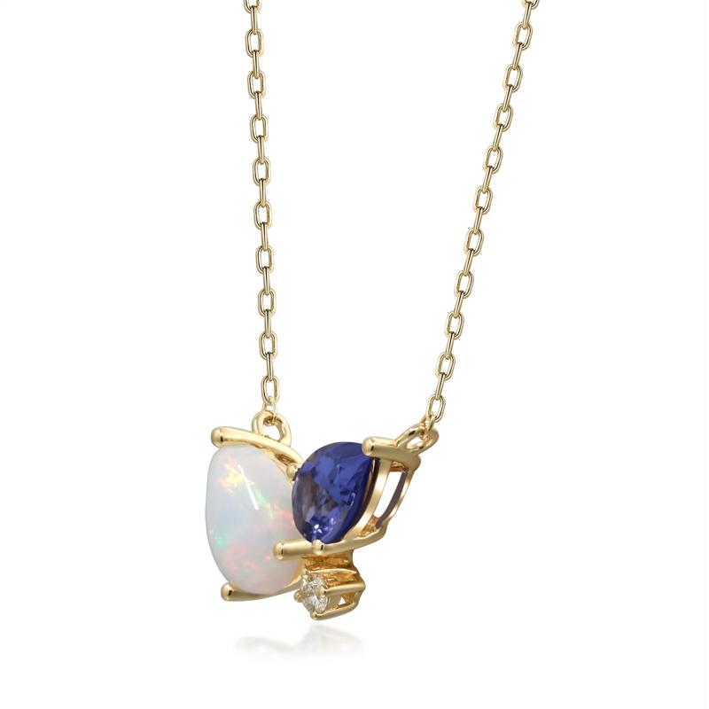 Opal and Tanzanite Pendant with Diamond Accent in 10K Yellow Gold – Image 2 of 4