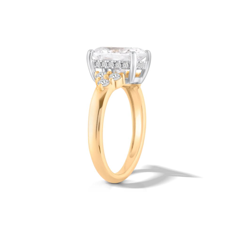 Lab Grown Diamond Elongated Cushion Center Engagement Ring in 14K Yellow &amp; White Gold (3 3/8 ct. tw.) – Image 3 of 4