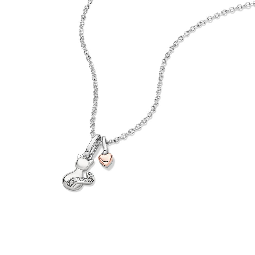 Lab Grown Diamond Accent Cat Pendant in Sterling Silver &amp; 10K Rose Gold – Image 4 of 5