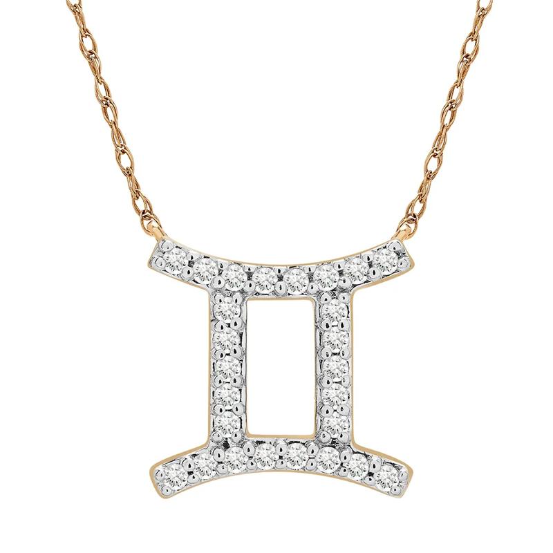 Gemini Zodiac Necklace with Diamonds in 10K Yellow Gold &#40;1/10 ct. tw.&#41;	 – Image 1 of 2