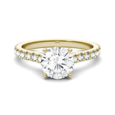 Hearts & Arrows Moissanite Ring in 14K Yellow Gold (1 7/8 ct. dew)