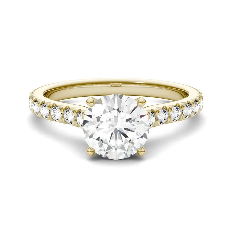 Hearts &amp; Arrows Moissanite Ring in 14K Yellow Gold &#40;1 7/8 ct. dew&#41; – Image 1 of 5