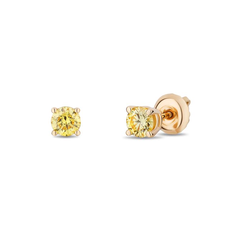 Lab Grown Yellow Diamond Solitaire Earrings in 14K Yellow Gold &#40;1/4 ct. tw.&#41; – Image 1 of 2