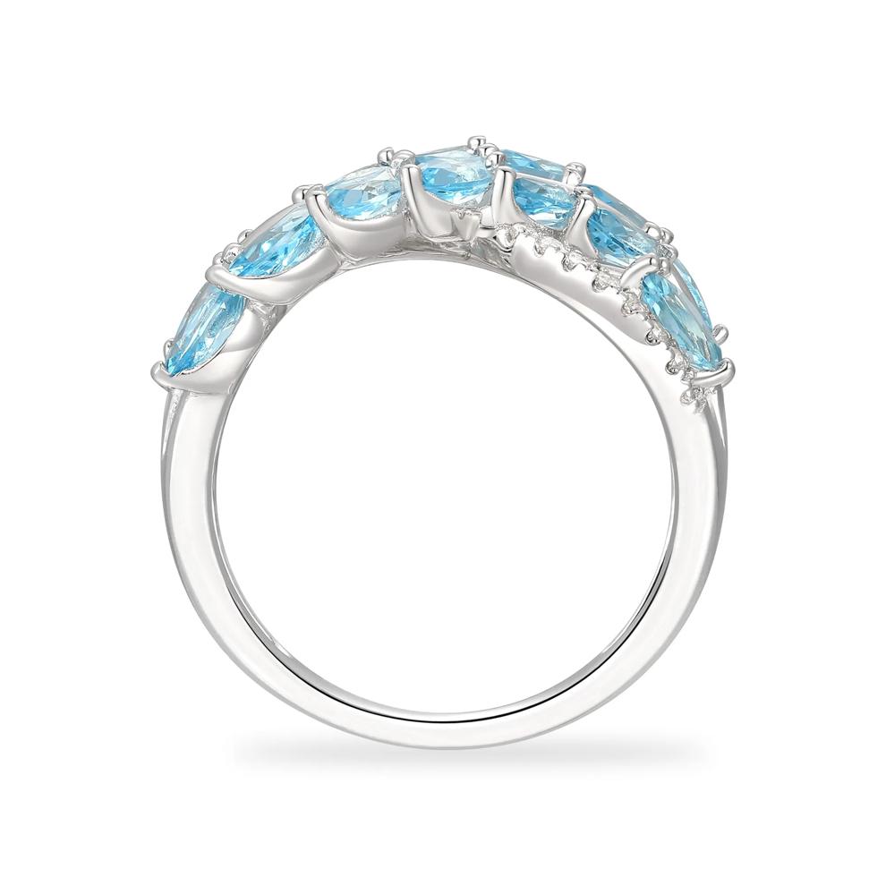 Blue Topaz &amp; Diamond Multi-Row Band in Sterling Silver (1/10 ct. tw.) – Image 2 of 4