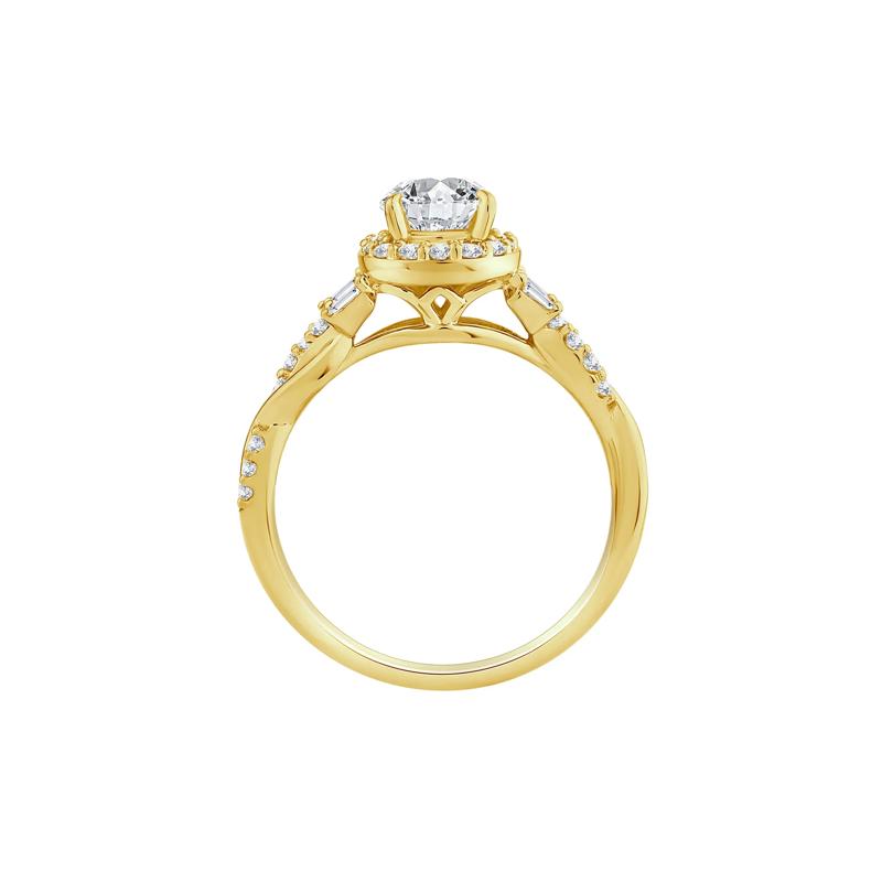 Lab Grown Diamond Pear-Shaped Halo Engagement Ring in 10K Yellow Gold &#40;1 ct. tw.&#41; – Image 2 of 3