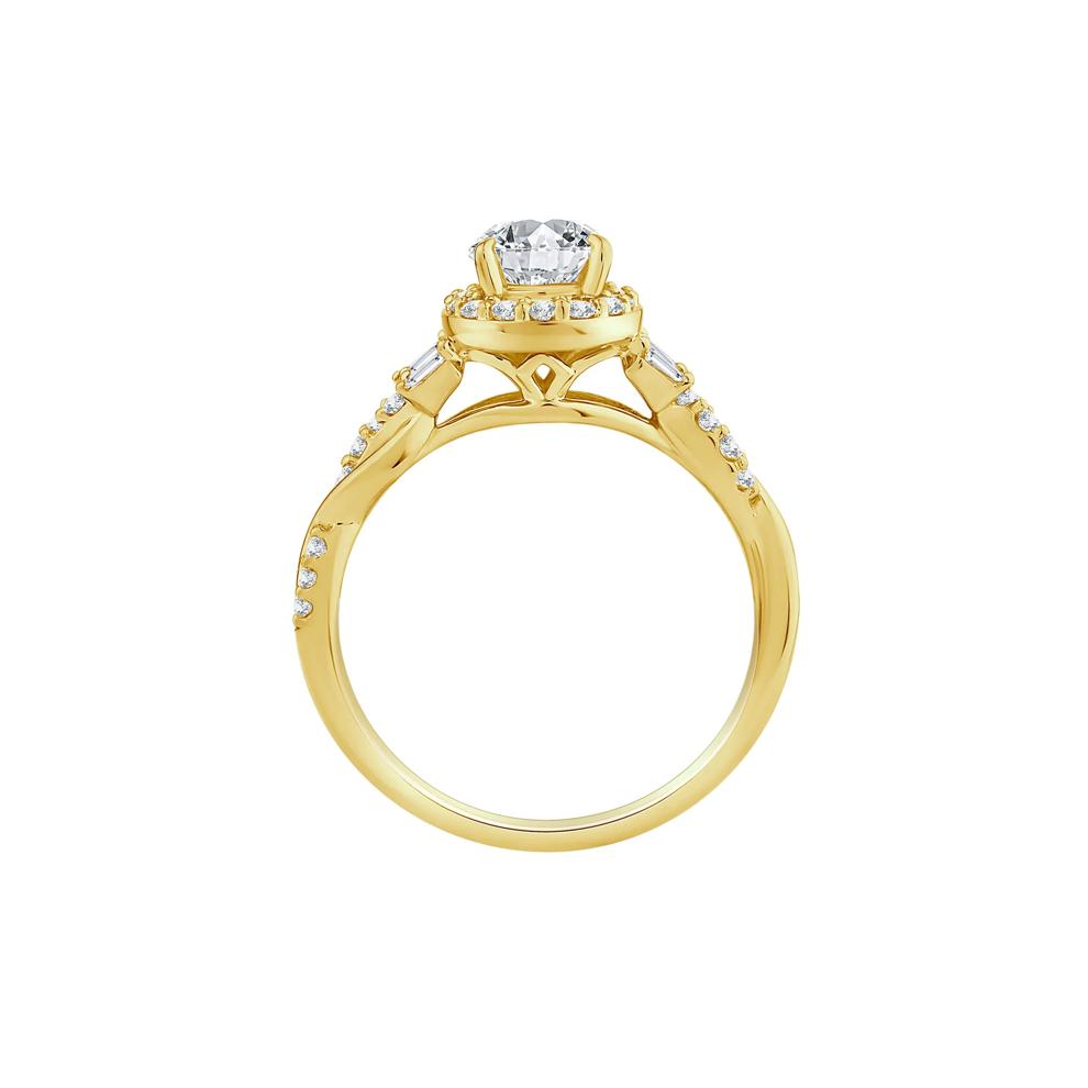 Lab Grown Diamond Pear-Shaped Halo Engagement Ring in 10K Yellow Gold (1 ct. tw.) – Image 2 of 3