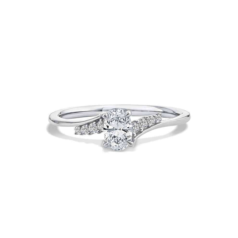Lab Grown Diamond Oval Center Promise Ring in 10K White Gold (1/2 ct. tw.) – Image 1 of 4